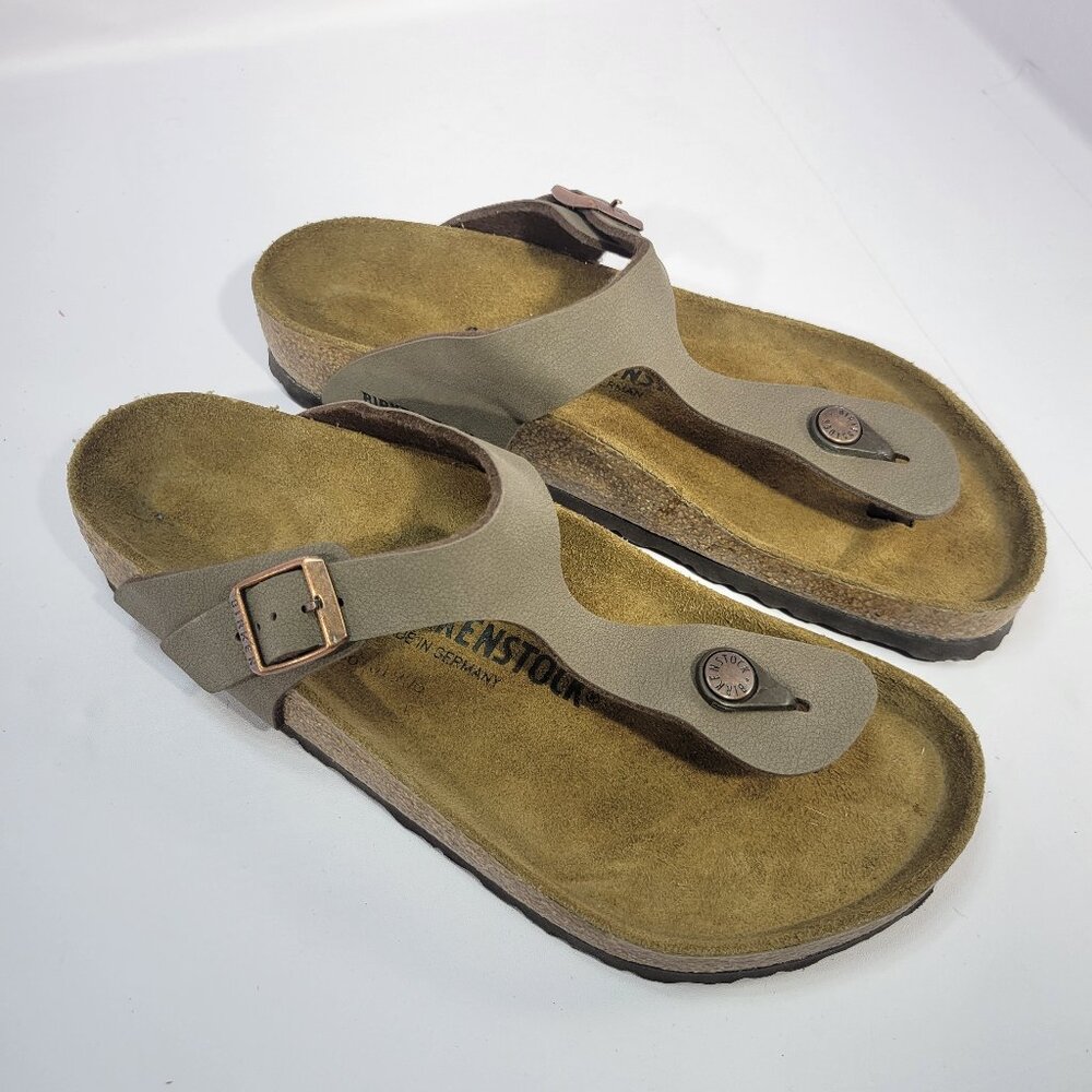 Birkenstock Gizeh Size 39 L8 M6 R Brown Biko Flor Slide Thong Sandals